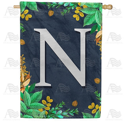 Fern On Slate Monogram House Flag