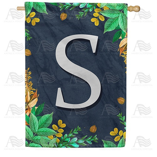 Fern On Slate Monogram House Flag