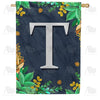 Fern On Slate Monogram House Flag