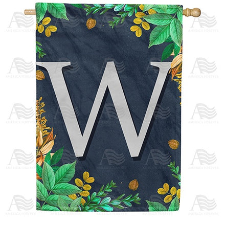 Fern On Slate Monogram House Flag