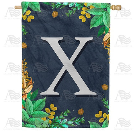 Fern On Slate Monogram House Flag