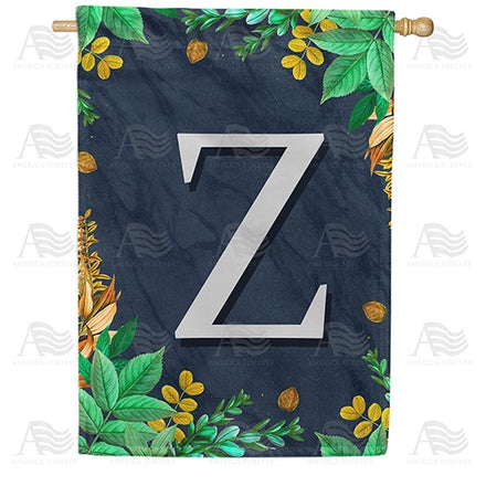 Fern On Slate Monogram House Flag