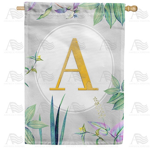 Simply Golden Monogram House Flag