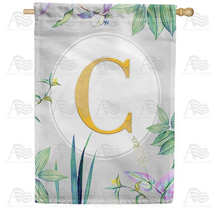 Simply Golden Monogram House Flag