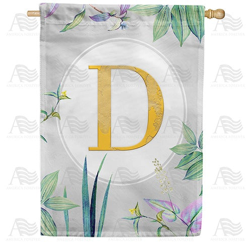 Simply Golden Monogram House Flag