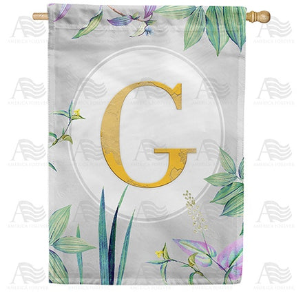 Simply Golden Monogram House Flag