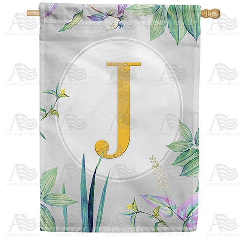 Simply Golden Monogram House Flag