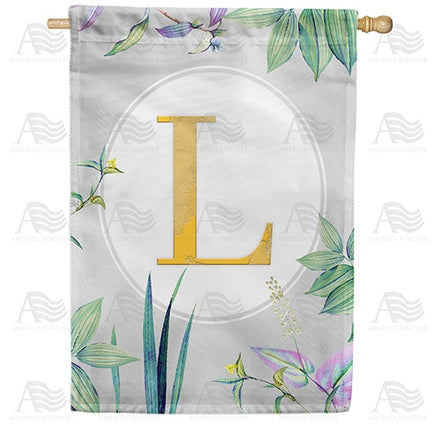 Simply Golden Monogram House Flag