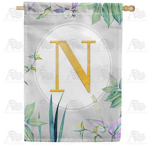 Simply Golden Monogram House Flag