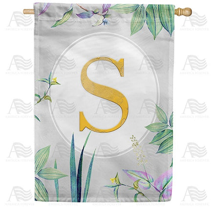 Simply Golden Monogram House Flag