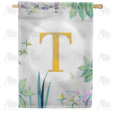 Simply Golden Monogram House Flag