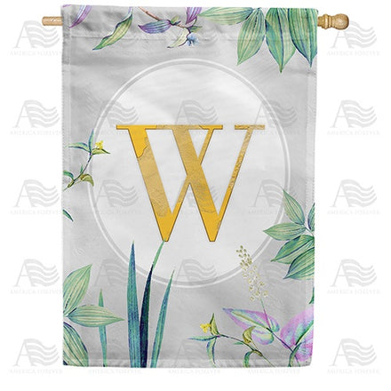 Simply Golden Monogram House Flag