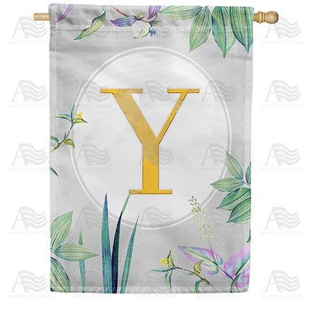 Simply Golden Monogram House Flag