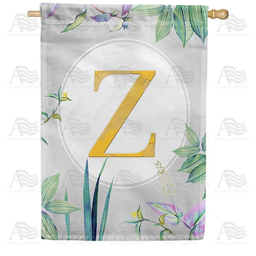 Simply Golden Monogram House Flag