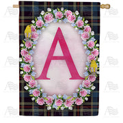 Burst Of Pink Monogram House Flag