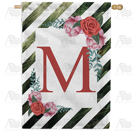 White Lattice Monogram House Flag