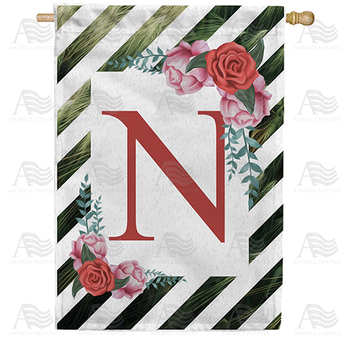 White Lattice Monogram House Flag