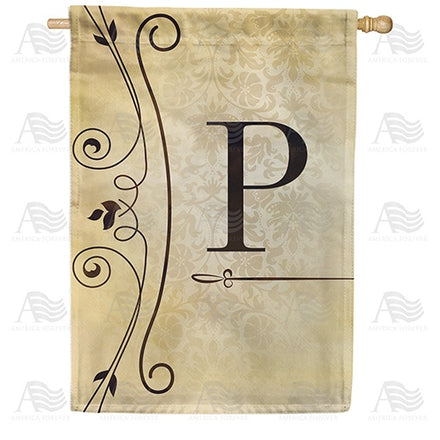 Fancy Scroll Monogram House Flag