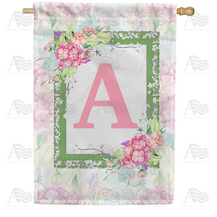 Watercolor Hydrangea Monogram House Flag