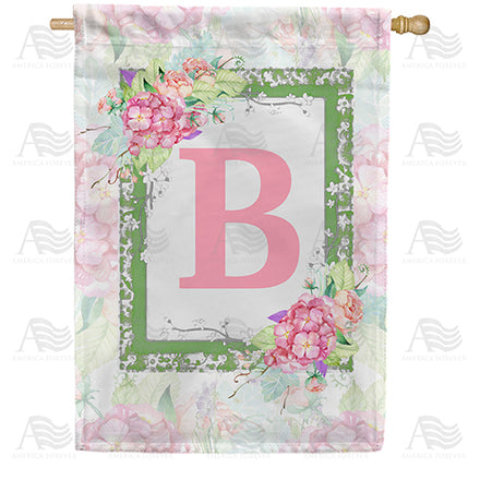 Watercolor Hydrangea Monogram House Flag