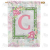 Watercolor Hydrangea Monogram House Flag