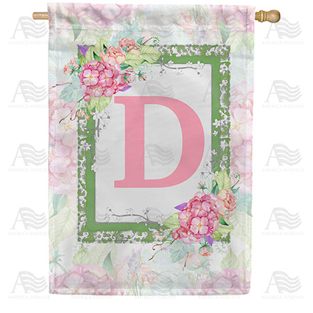 Watercolor Hydrangea Monogram House Flag