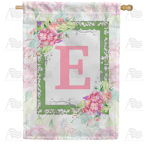 Watercolor Hydrangea Monogram House Flag