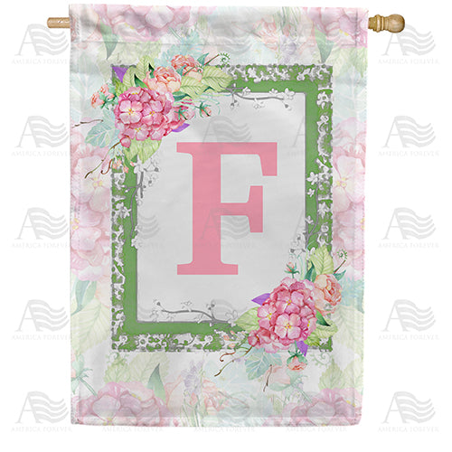 Watercolor Hydrangea Monogram House Flag