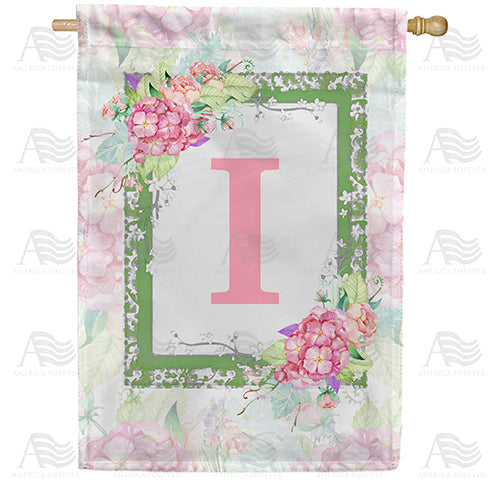 Watercolor Hydrangea Monogram House Flag