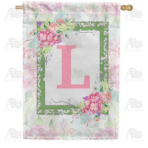 Watercolor Hydrangea Monogram House Flag