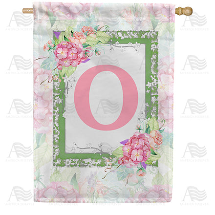 Watercolor Hydrangea Monogram House Flag