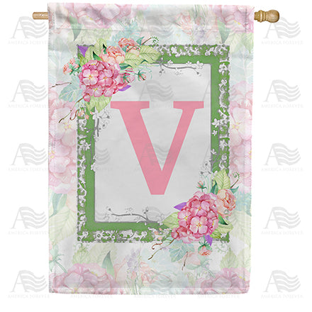 Watercolor Hydrangea Monogram House Flag