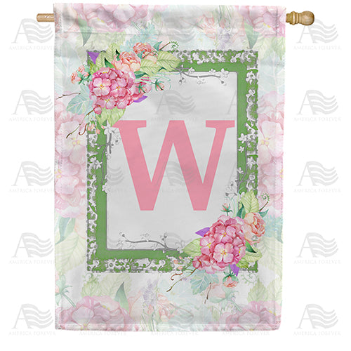 Watercolor Hydrangea Monogram House Flag