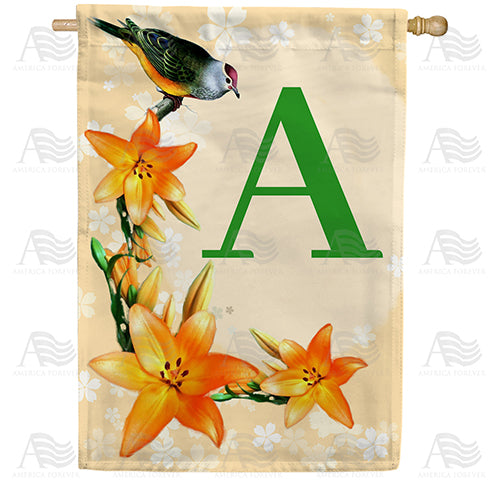 Orange Lilies Monogram House Flag