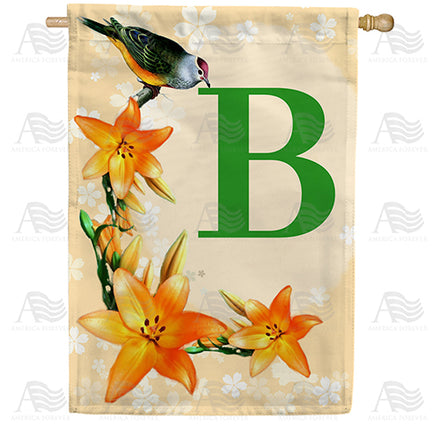 Orange Lilies Monogram House Flag