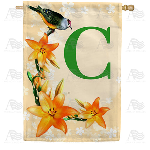 Orange Lilies Monogram House Flag