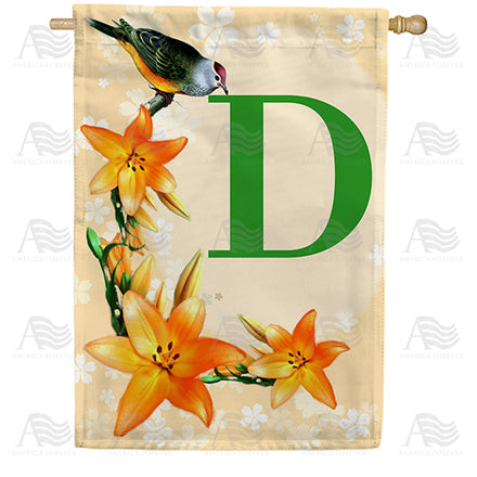 Orange Lilies Monogram House Flag