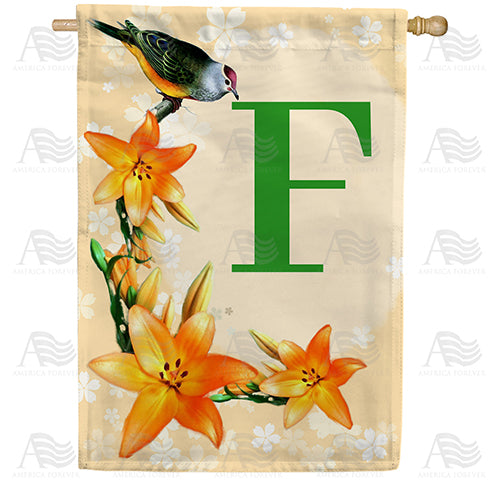 Orange Lilies Monogram House Flag