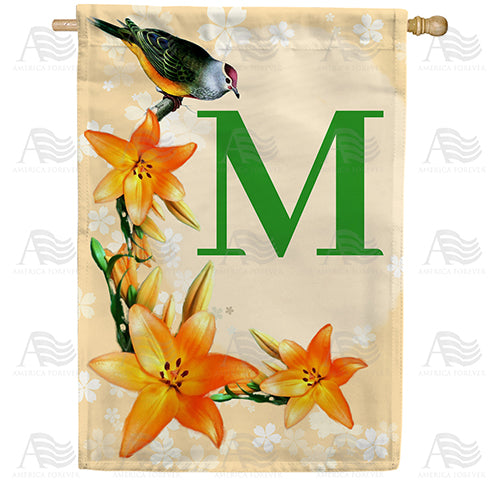 Orange Lilies Monogram House Flag