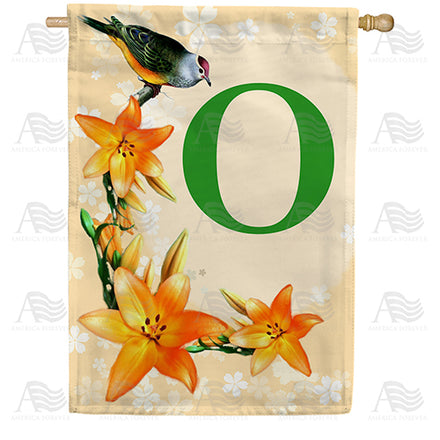 Orange Lilies Monogram House Flag