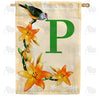 Orange Lilies Monogram House Flag