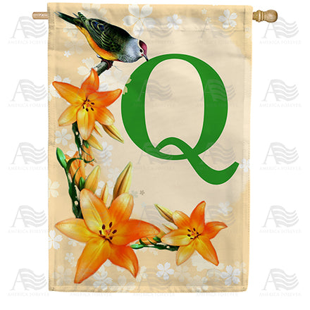 Orange Lilies Monogram House Flag