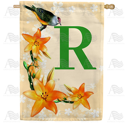 Orange Lilies Monogram House Flag