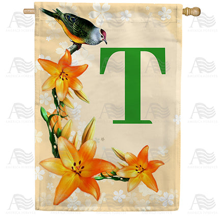 Orange Lilies Monogram House Flag