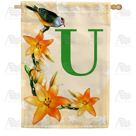 Orange Lilies Monogram House Flag