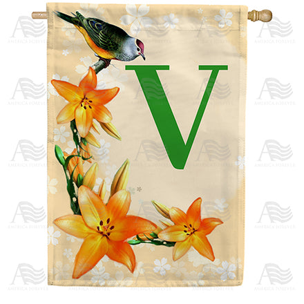 Orange Lilies Monogram House Flag