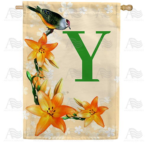 Orange Lilies Monogram House Flag