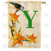 Orange Lilies Monogram House Flag