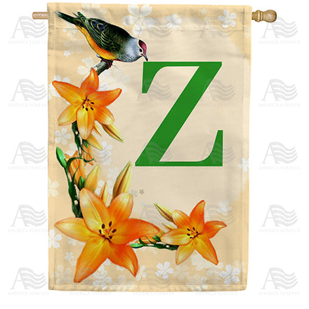 Orange Lilies Monogram House Flag