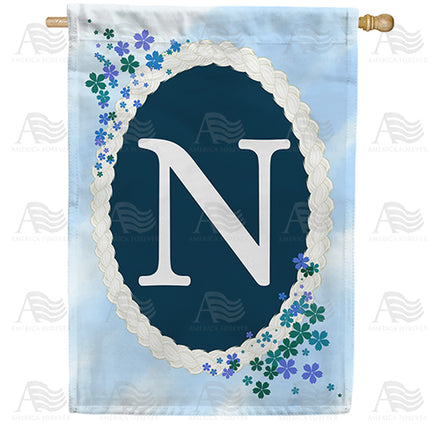 Dainty Blue Monogram House Flag